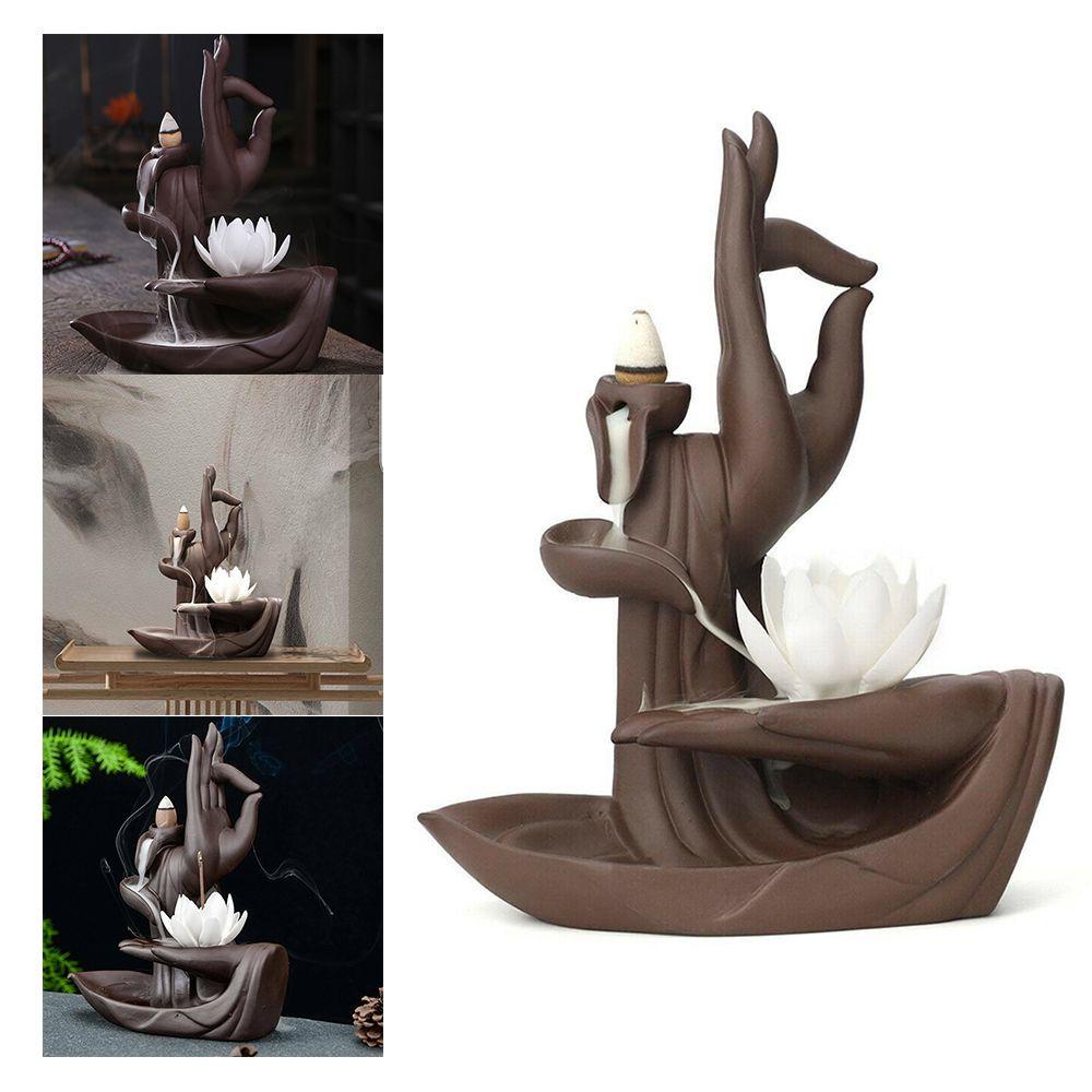 Solighter Backflow Incense Burner Kerajinan Tangan Meditasi Ornamen Tempat Dupa