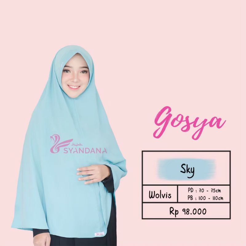 Hijab Syandana Gosya (L) Warna Baru Dan Lama Khimar Bergo Kerudung Jilbab Instan-Sky