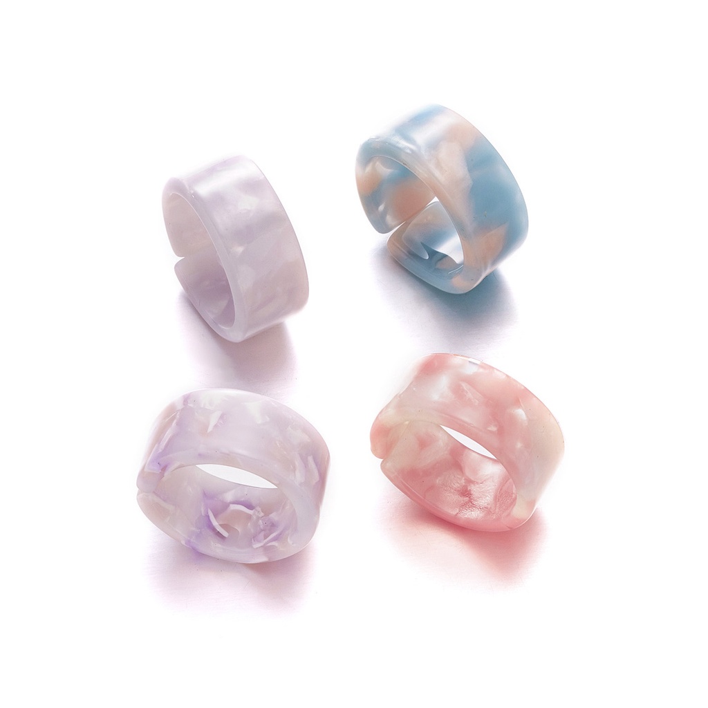 Cincin Model Terbuka Dapat Disesuaikan Bahan Resin Gaya Korea Untuk Pria Dan Wanita