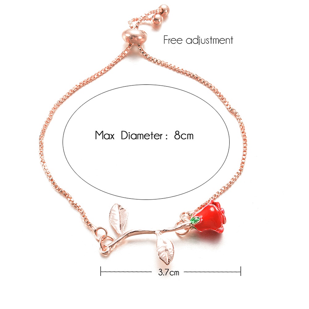 Hu Hu Hu Hu Hu Alat Bantu Pasang Kacamata♡ Gelang Bangle Adjustable Dengan Liontin Bunga Mawar Elegan Untuk Wanita