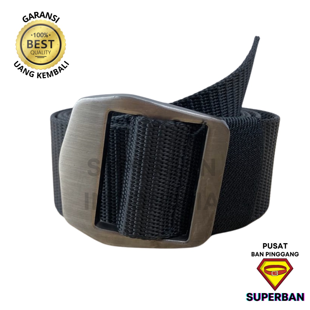 [MURAH GILA] IKAT PINGGANG PRIA BAN GESPER HITAM SABUK MODEL CANVAS NYLON TACTICAL CASUAL KUAT MURAH TAHAN LAMA BC-0002 - SUPERBAN