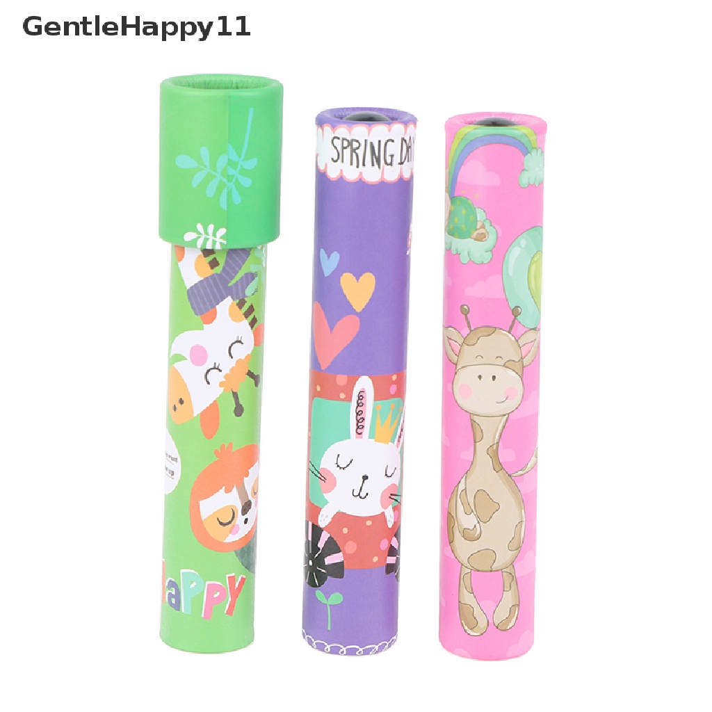 Gentlehappy 1Pc Mainan Edukasi Kaleidoskop Putar Motif Kartun Untuk Anak