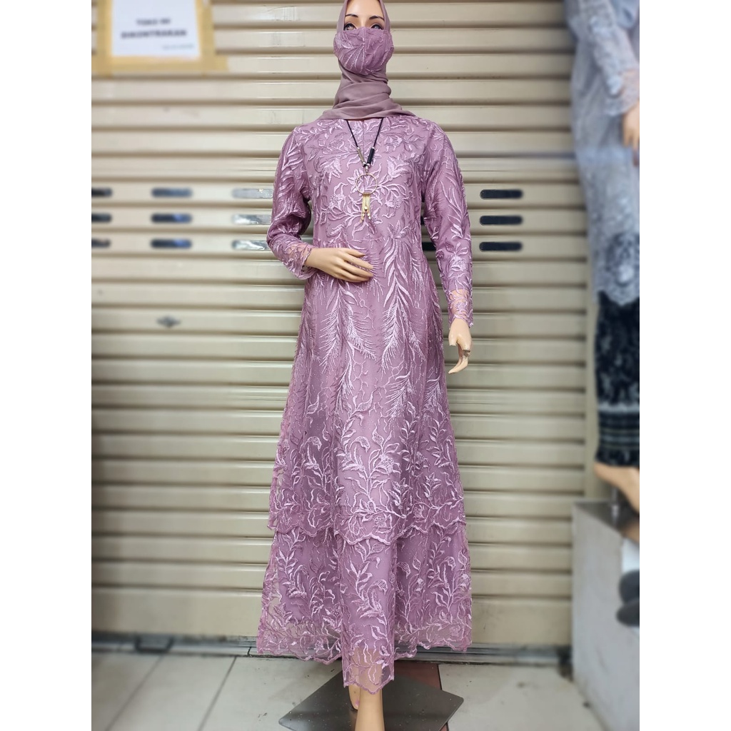 Dress Tingkat Malaysia Full Tille Busui/ Dress Kebaya pesta resleting depan/ Dress wedding modern/ D