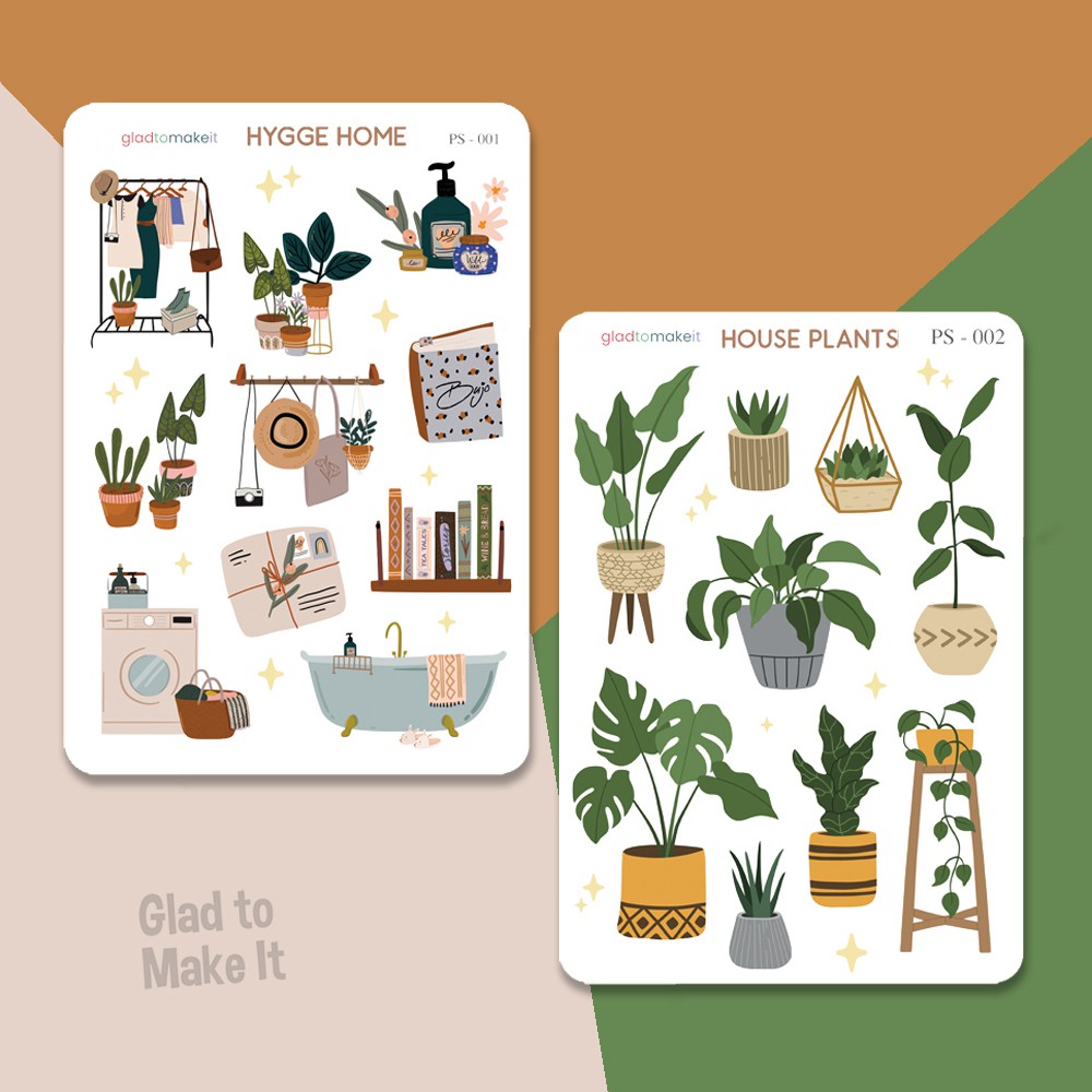 

Sticker planner journal bujo aesthetic boho hygge home plants jurnal - Hygge home house plant