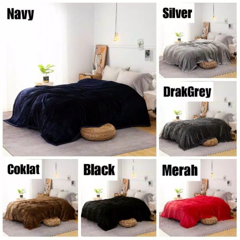 Selimut Bulu Polos Halus | Uk 200 x 230