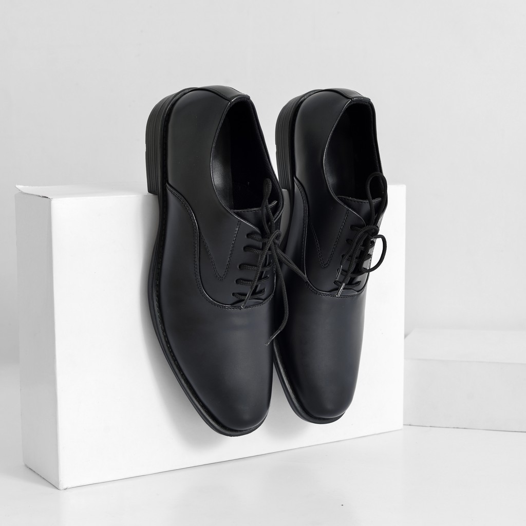 Oxford Formal Full Black | Sepatu Pantofel Pria Cowok Kerja Kantor Original Footwear | ARF FORIND