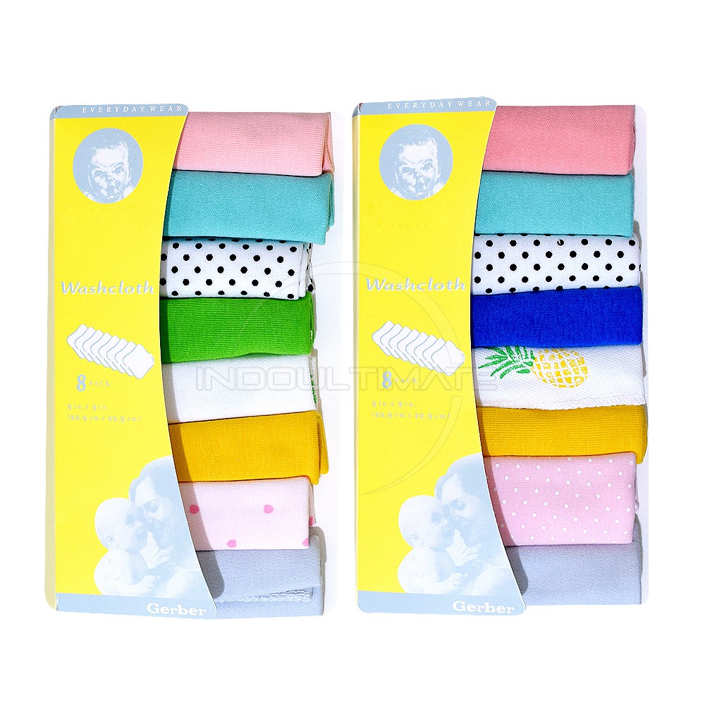 Waslap Bayi Sapu Tangan WL-02 Wash Lap Bayi 8Pcs Waslap Mandi Bayi MIX COLOUR