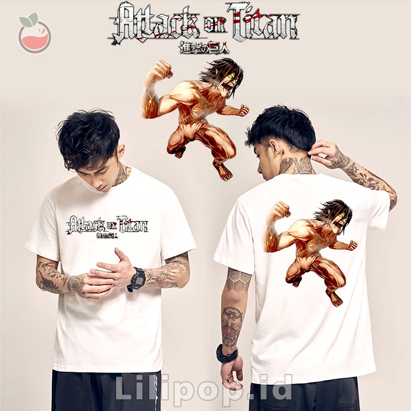 Kaos Tshirt  Pria Attack on Titan Baju Distro Basic Lengan Pendek Cowok Kasual Lilipop