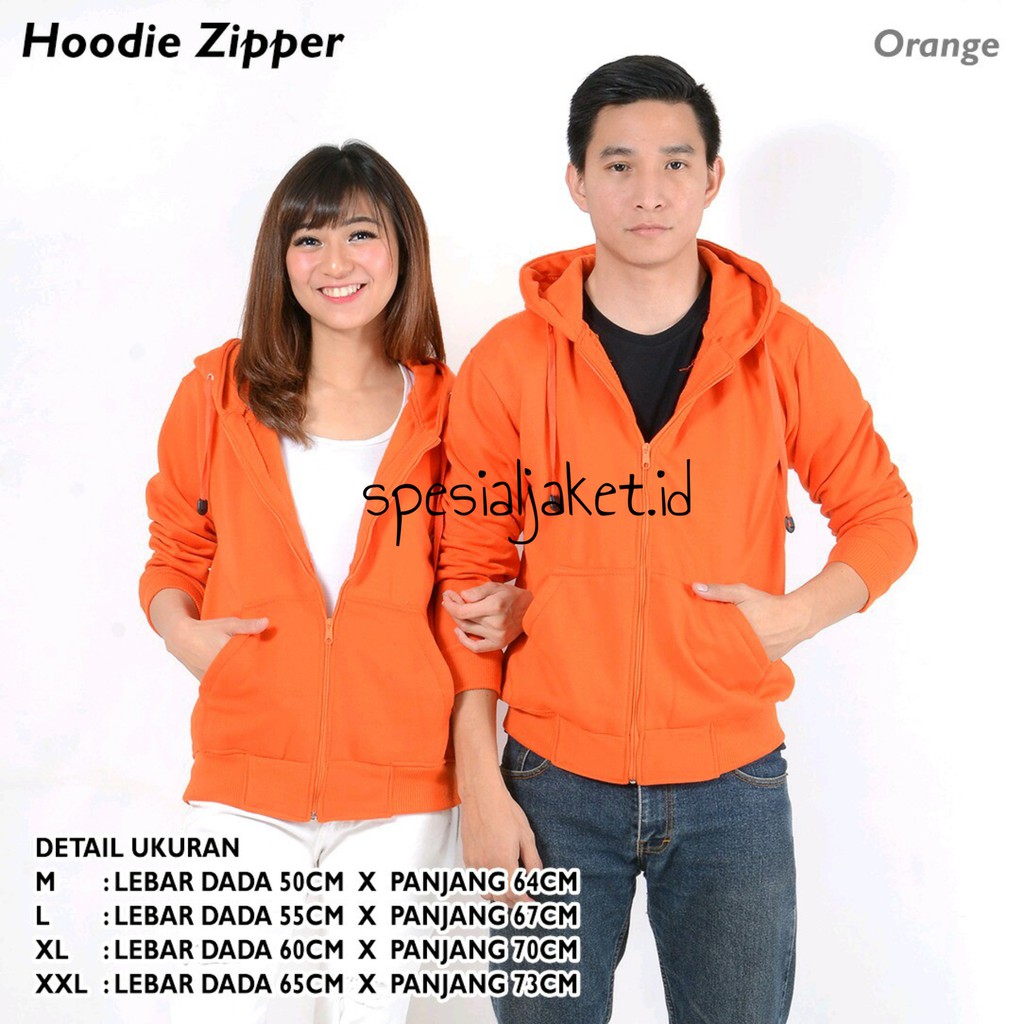 JAKET POLOS HOODIE ZIPPER SIZE M-XXL ( PRIA & WANITA )-ORANGE