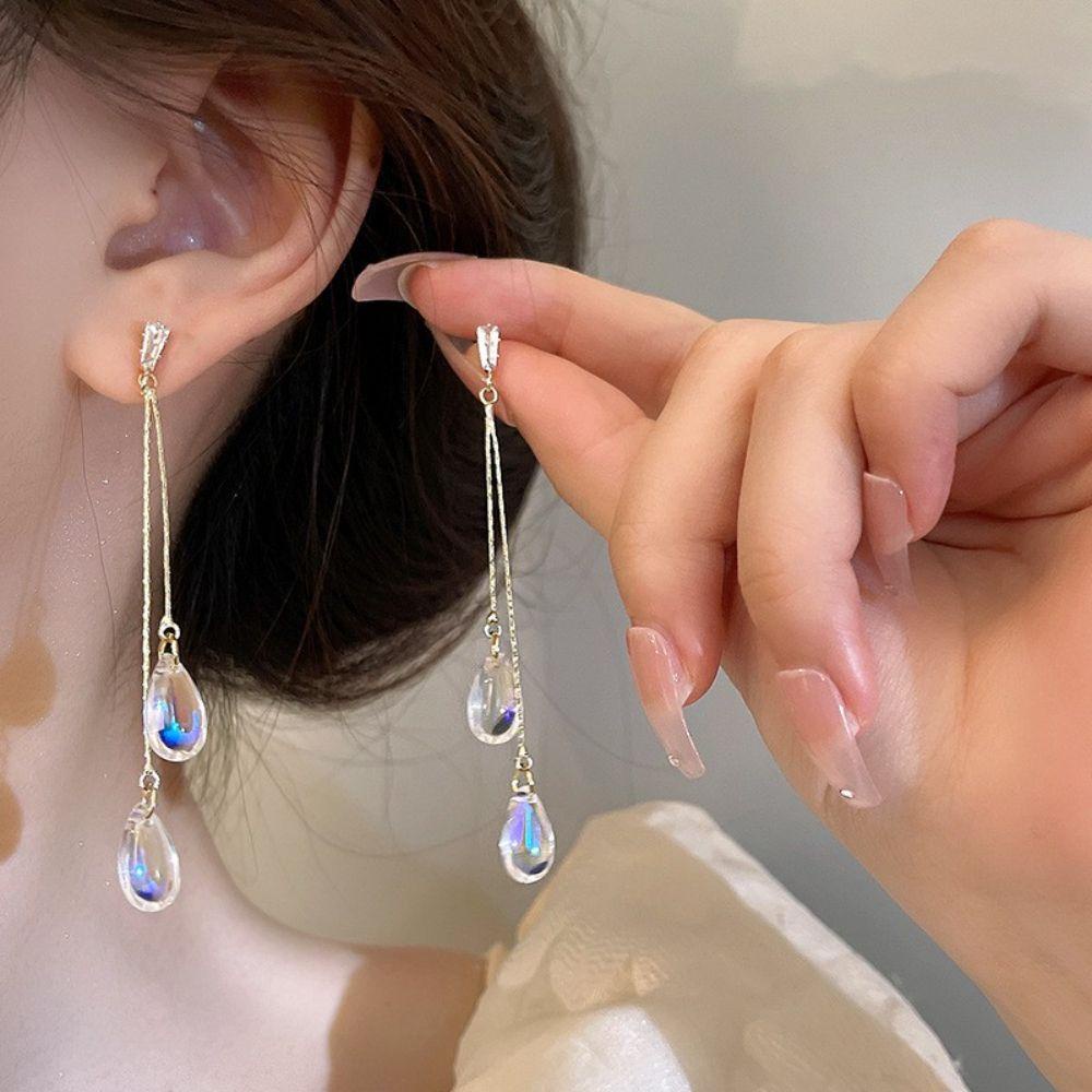 Needway Drop Earrings Mewah Fashion Symphony Square Kristal Berlian Imitasi Gaya Korea Earring