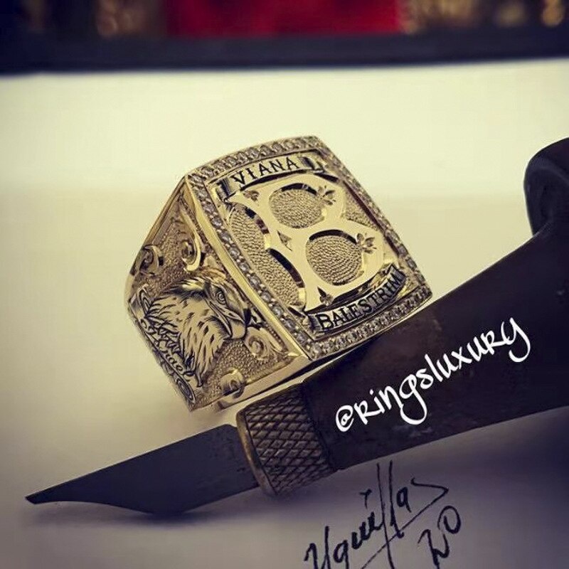 New Jewelry Ornament Men's Ring Bronzing King Eagle Letter B Merchant Men's Ring gothic  luxury jewelry  gold ring