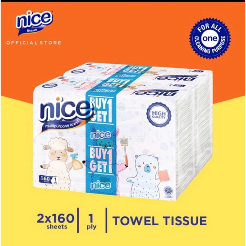 bundle tissue tisu wajah nice towel 160 sheets