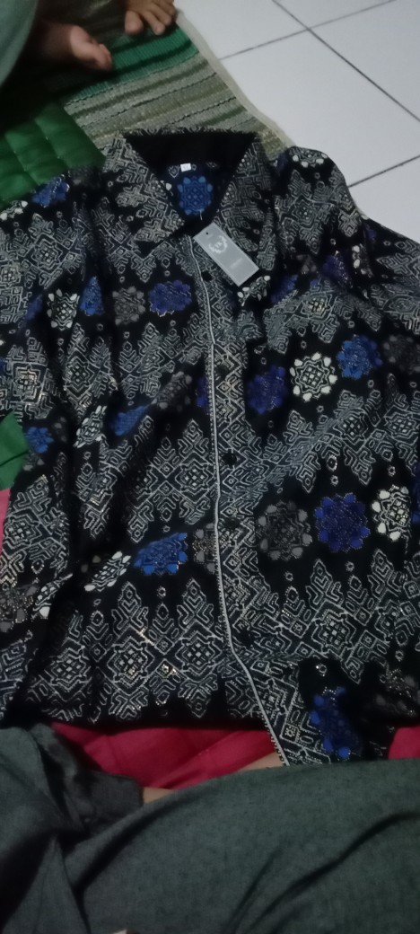 Kemeja Batik Dewasa Prada Gliter Lengan Panjang Jumbo