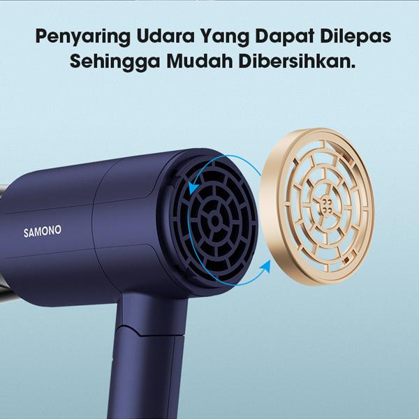 Samono Hair Dryer 1000Watt Pengering Rambut Dapat Dilipat 2 Tingkat Kecepatan Perawatan Rambut Proteksi Ganda SW-HDG11 SW-HDB11