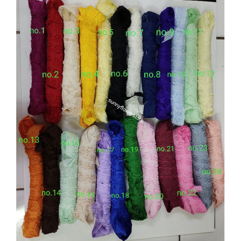 renda katun lubang lima  lebar 2cm isi 15 yard(13,5meter)