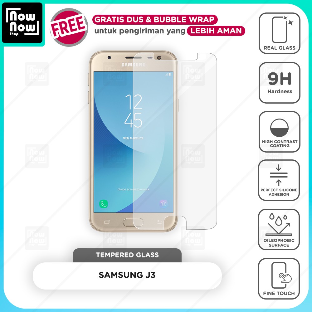 Tempered Glass Anti Gores Samsung J3 Screen Guard Protector 9H Kaca Temperglass