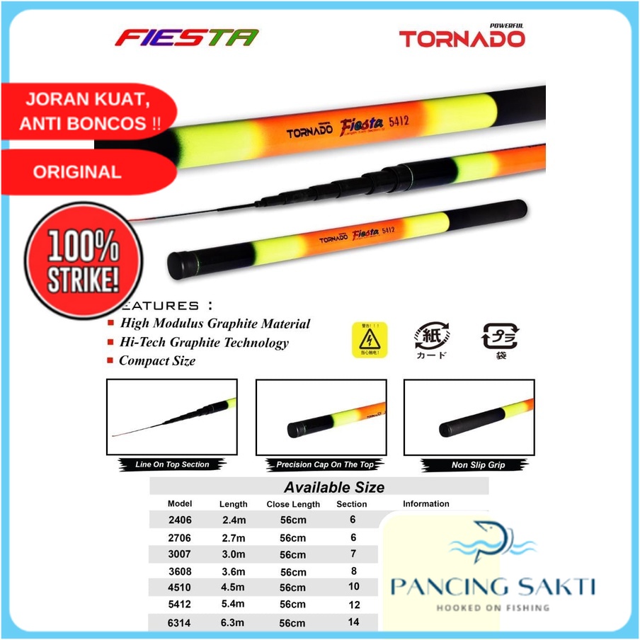 Joran Pancing Tegek TORNADO Fiesta Tegeg Stik Rod Tongkat Alat pancing Pancingan Ruas Murah