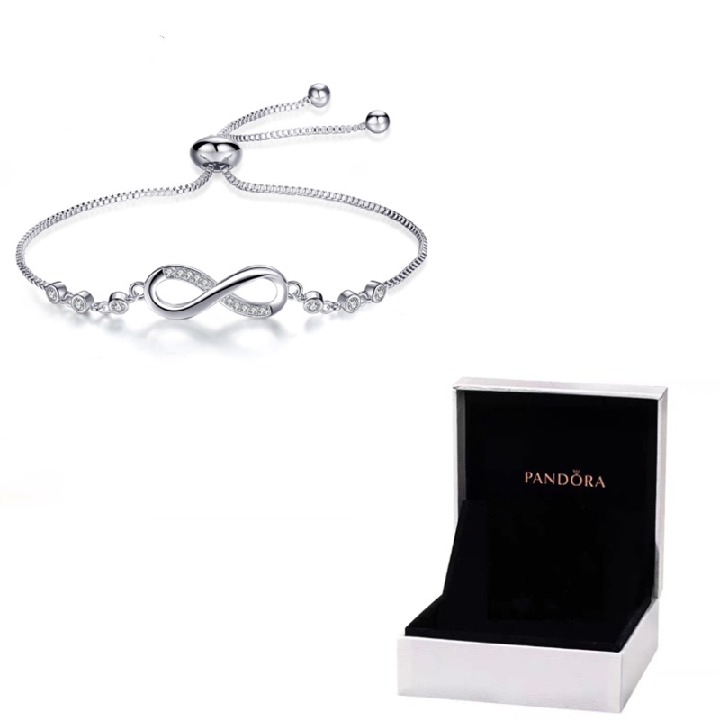 Pandora Gelang 925 Silver Cubic Zirconia Diamond Infinite Love Untuk Wanita