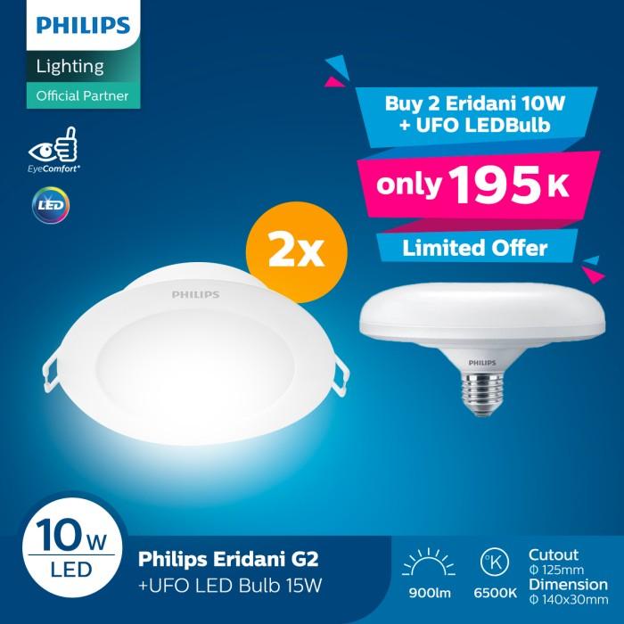 Paket PHILIPS Downlight Eridani 10W 2x + UFO LEDBulb 15W