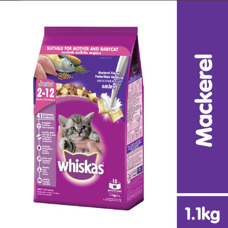 Makanan Kucing Whiskas Junior Mackerel kemasan 1.1kg