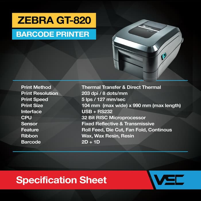 zebra gt820 specification