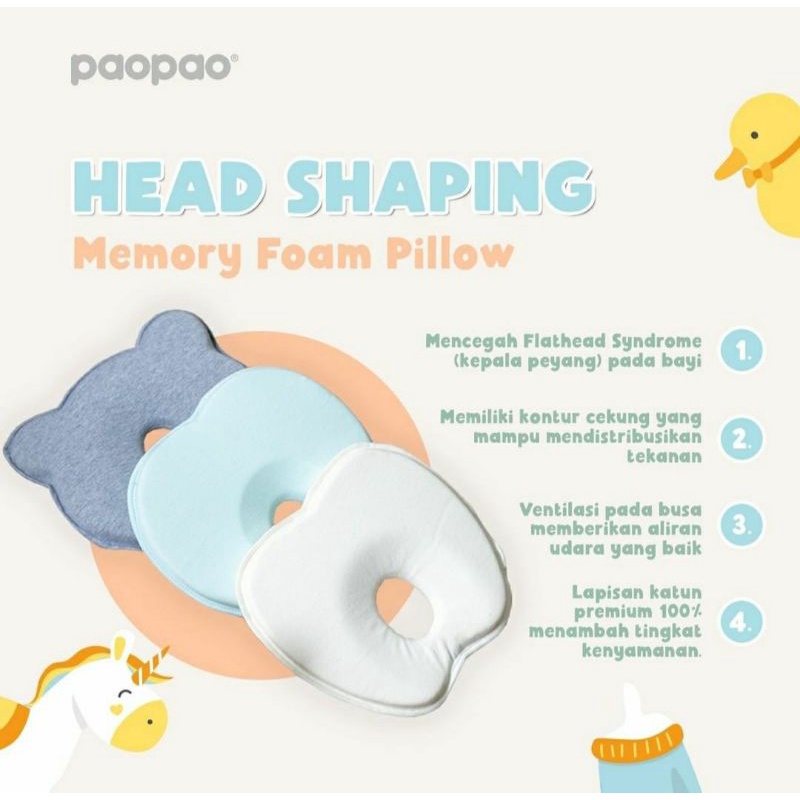 PAOPAO Head Shaping Memory Foam Baby Pillow Bantal Bayi Anti Peang Anti Flat Head