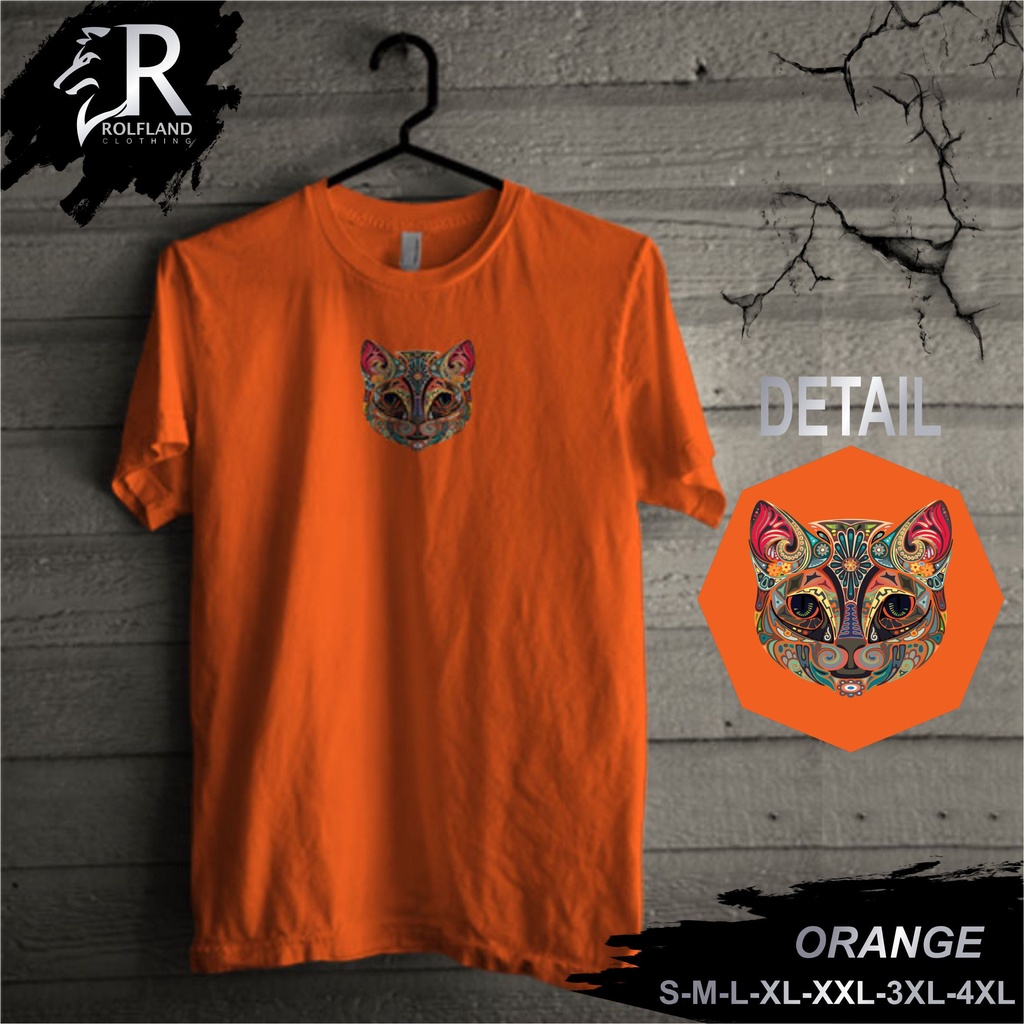Kaos Pria Murah Distro Keren Polos Jumbo XXL Dewasa Motif Cat Orange Bahan Adem Nyaman
