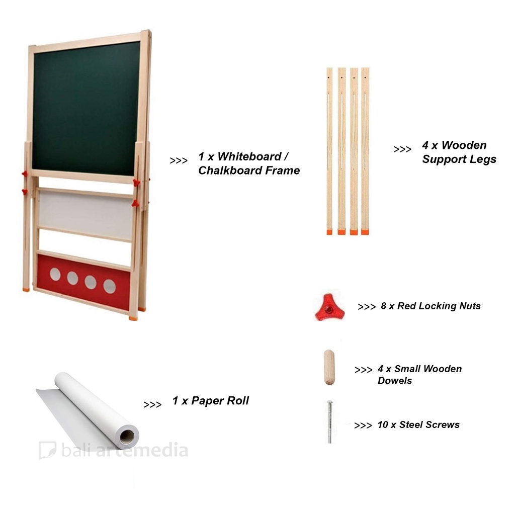 Kid Wooden Easel Double Sided Whiteboard &amp; Chalkboard