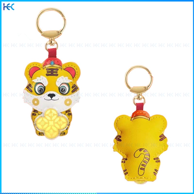 1PC Tiger Year Lucky Key Ring Pendant Cute Cow Lucky Tiger Keychain Gift Pendant Souvenir-E