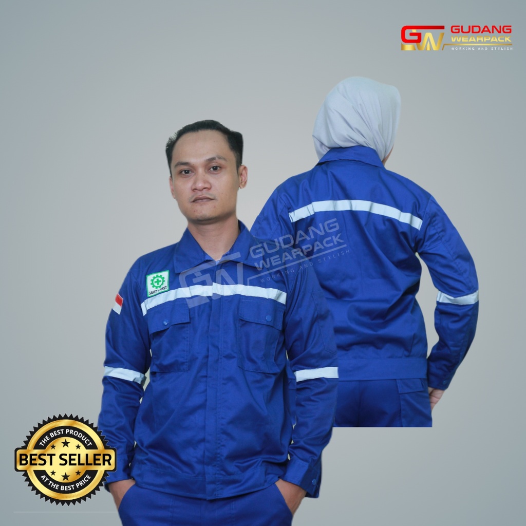 SETELAN Wearpack BENHUR POLOSlengan panjangsleting/SETELAN BAJU KERJA K3 (setelan standar)