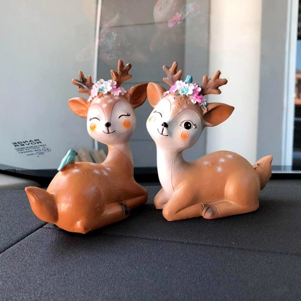 NEW CUTTIE COUPLE DEER Rusa Pajangan Dashboard Mobil / Rumah Bahan Plastik Padat