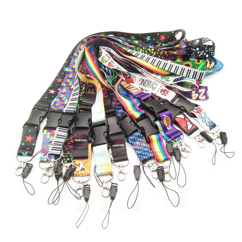 Sturdy Tali Lanyard Leher Motif Kartun 16 Warna Anti Hilang Holder Kartu Bus / Kunci / Handphone