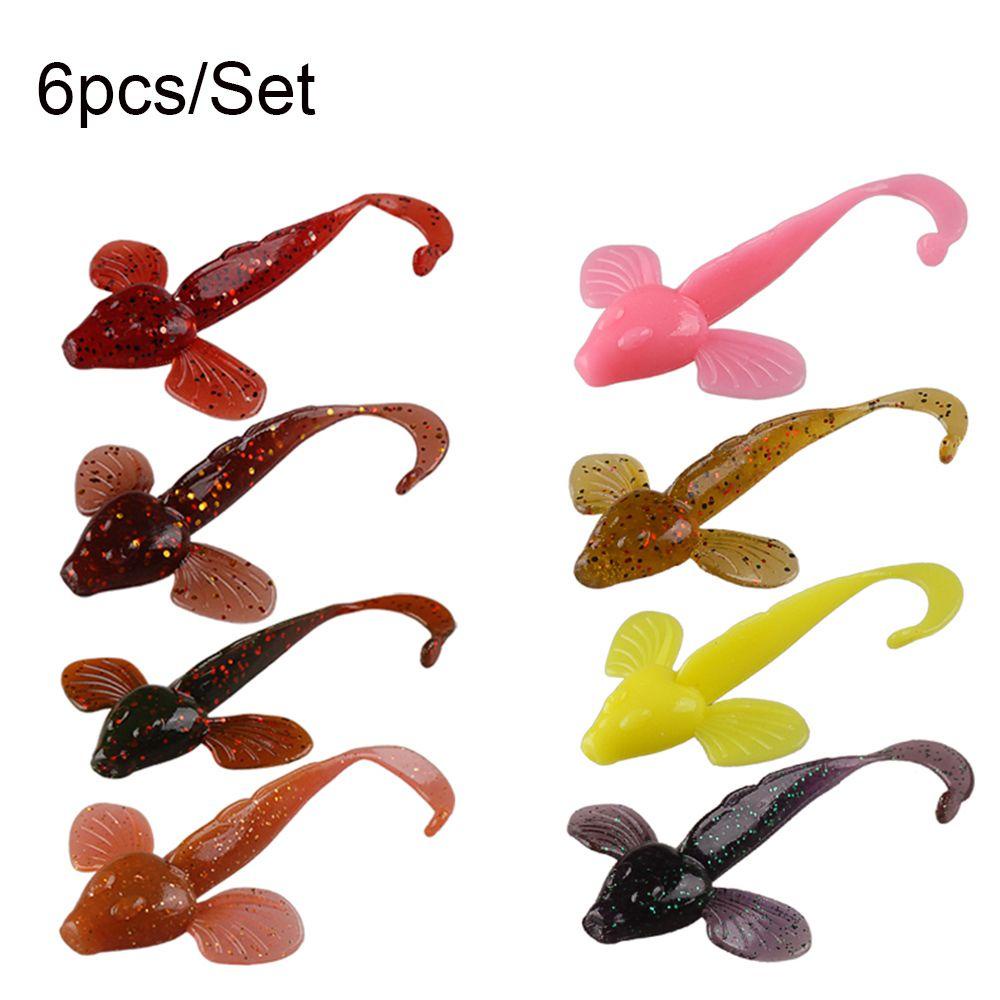 TOP 6pcs /Set Umpan Pancing Maggot Jigging Silikon Sirip Buatan Udang Lembut