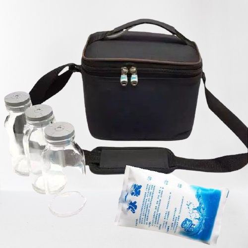 Tas asi Cooler bag + 3 botol asi + 1 ice gel Putih   / Tas Perlengkapan asi asip / Tas baby / COOLER BAG TAS ASI