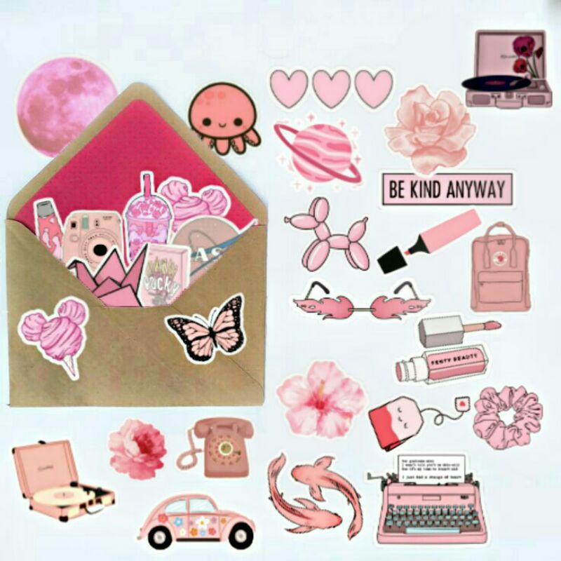 

[lapakkreasi] 1PACK STICKER TUMBLR AESTHETIC PINK PASTEL UNTUK SCRAPBOOK DAN DIARY