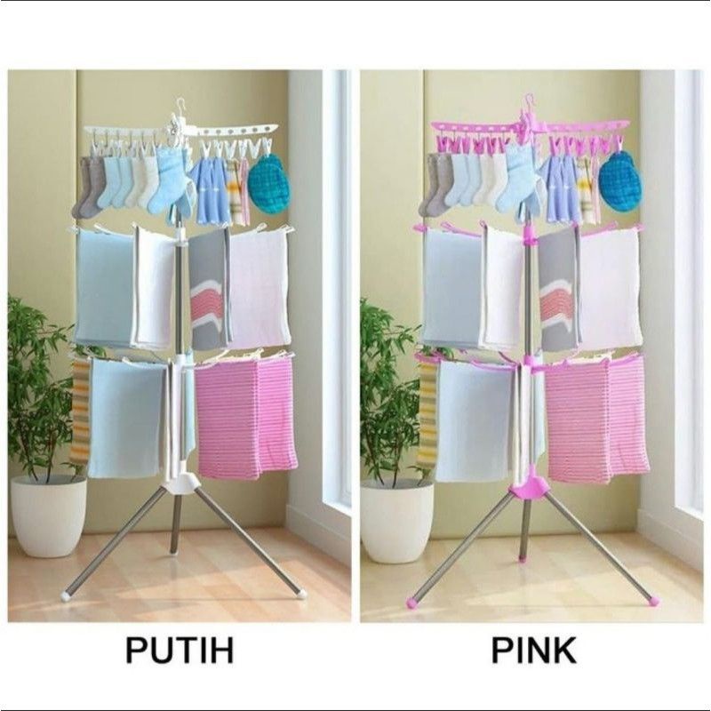 Medan Termurah Tripod hanger Jemuran lipat import Jempuran portable handuk baju bayi 3 susun