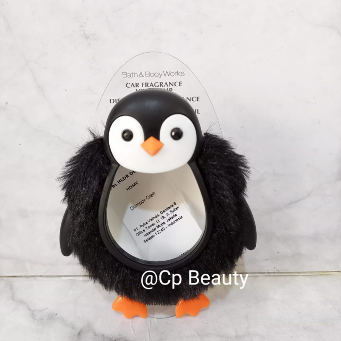 BBW CAR FRAGRANCE HOLDER FUZZY PENGUIN VISOR CLIP