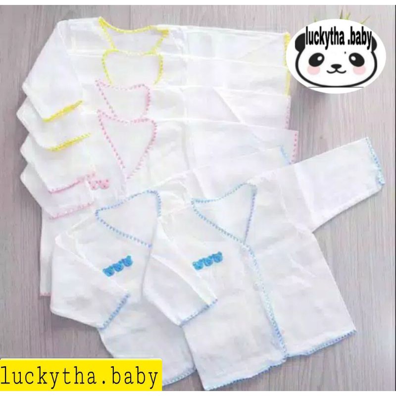 3pc_baju bayi panjang Newborn polos boboko neci putih &amp; warna/ baju boboko polos panjang 100% cotton