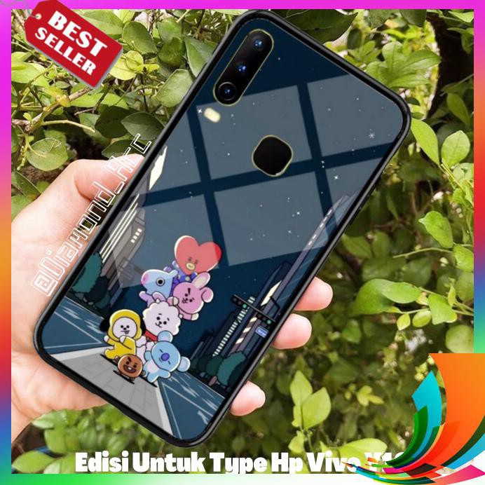 【TERBARU】 PREMIUM Case Hp Glass MOTIF BT21 BTS VIVO Y12