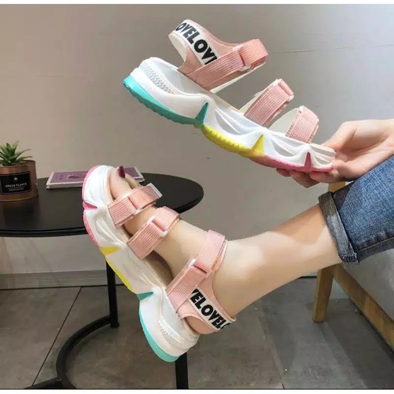 Sandal Wanita Tiga Tali SAatu Warna Polos SP186