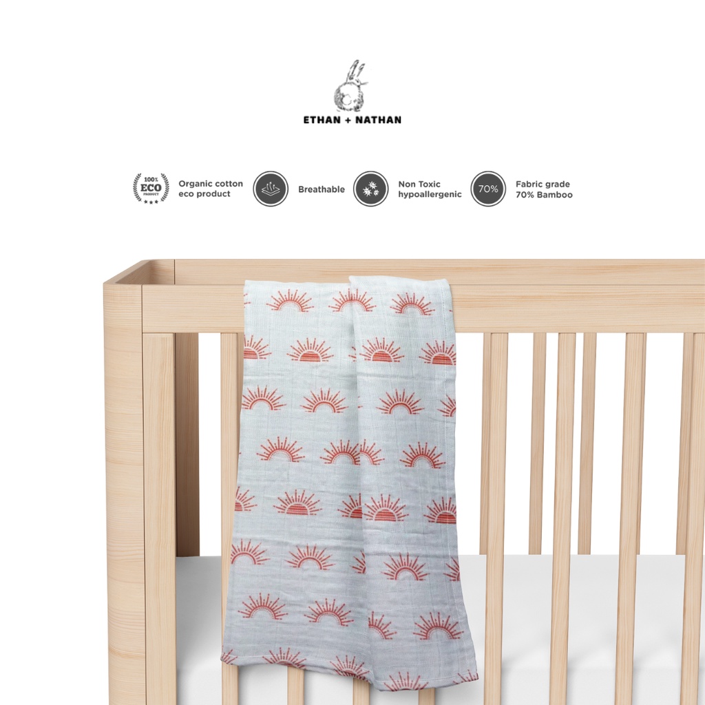 Ethan+Nathan Swaddle Blanket / Bedong Bayi Pattern - Orange Sun