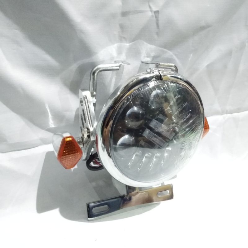 Pangkon Lampu Pesek Tralis CNC NINJA set Daymaker 5,75 inc & Sein Diamond