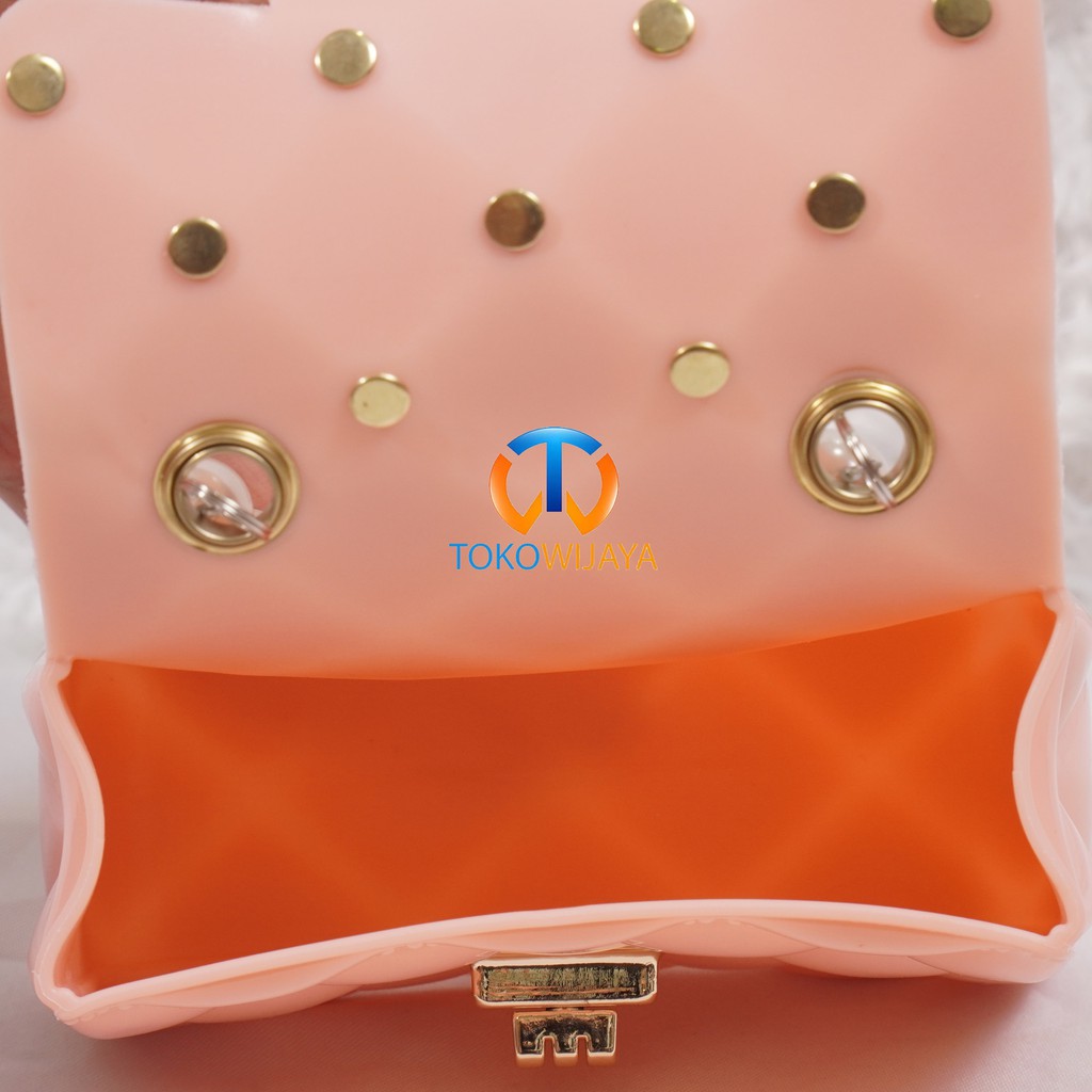 Tas Jelly Glossy Mini Diamond Pearl | Tas Selempang Mini Fashion |  Jelly Glossy Mutiara Diamond