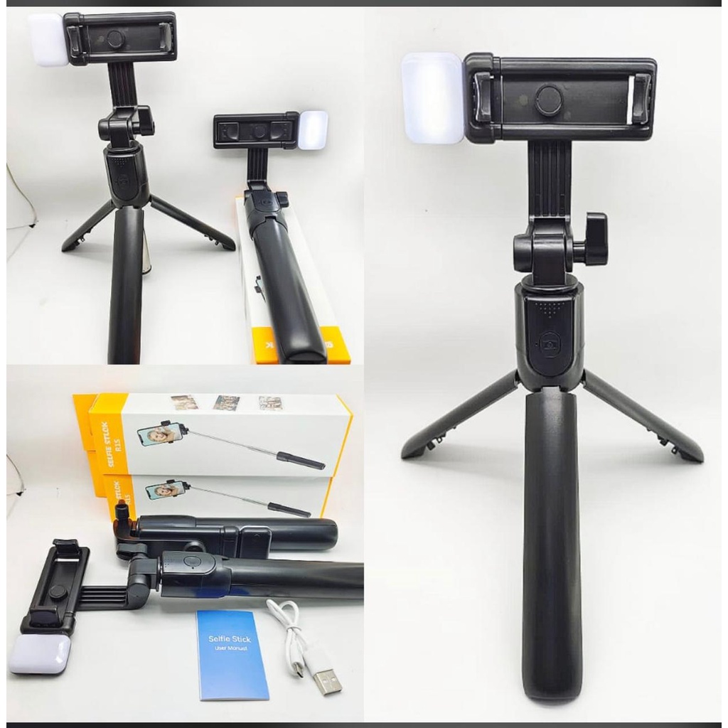 # HJ # Tongsis Tripod R1 Macaron Dan R1-S LED Selfie Stick Tripod Bluetooth Remote Control / selfie stick tripod 360°