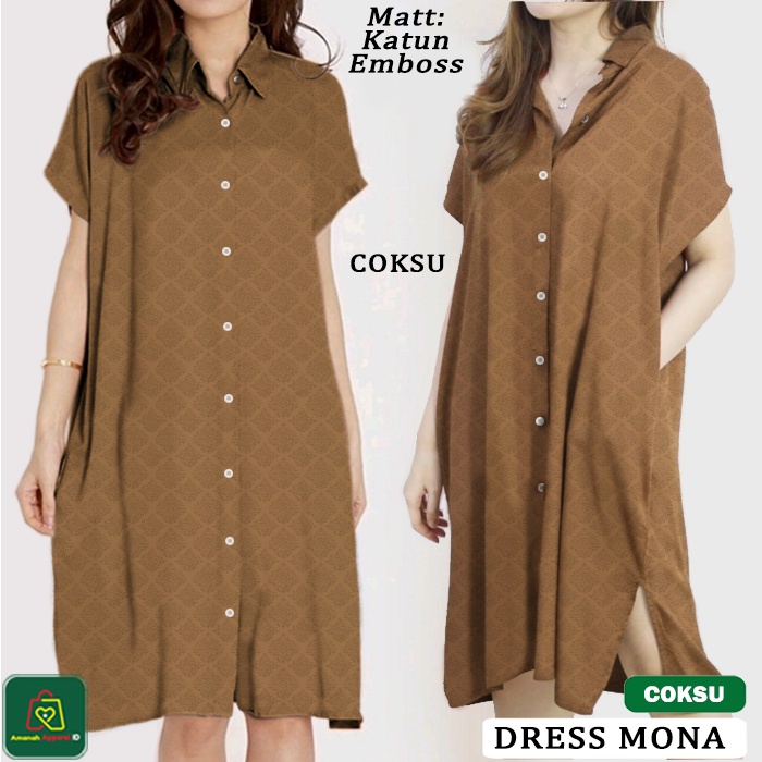 Baju Atasan Wanita DRESS MONA Bahan Katun Emboss Premium JUMBO TERBARU / 19941