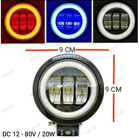 Lampu Daymaker Ring Angel Eyes Bulat 3 LED Cree Lampu Tembak Daymaker Foglamp 3 Mata LED