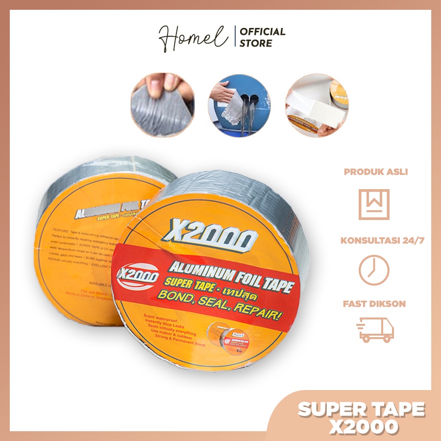 Super tape X2000 3 ukuran, lakban anti bacor X2000, aluminium foil tape super lengket dan super wate