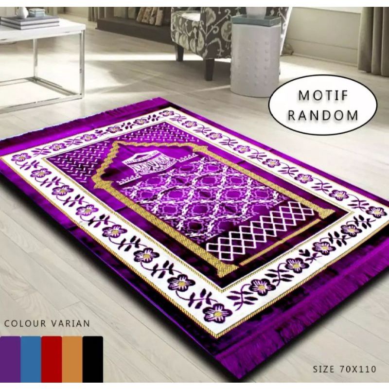 Sajadah Turki Premium Beludru Super Tebal dan Halus  70 x 110 cm |ALIF BESAR| Sajadah Hantaran | Kado Guru