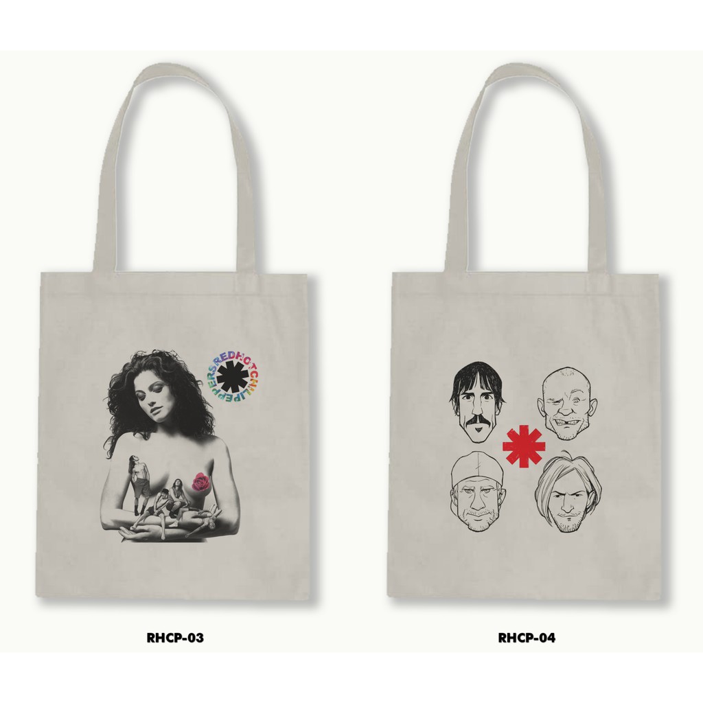 Tas Tote Bag Resleting Kanvas/Blacu  - Rhcp/Red Hot Chili Peppers