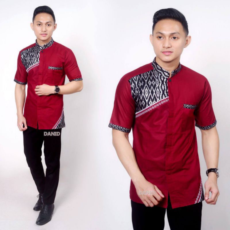 Koko Bordir Kombinasi Batik Lengan Pendek Terlaris Size M, L, XL #8 ( ORIGINAL )